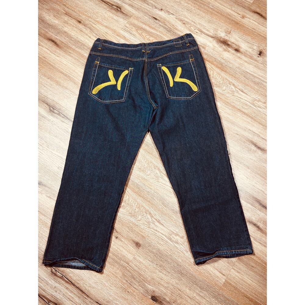 Karl Kani Gold Dark Wash Baggy Loose Fit Denim Jeans Men’s 42x32 Y2K Streetwear
